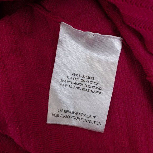 Judith & Charles Silk Blend Sweater V-Neck Long Sleeve Fuchsia Hot Pink - Picture 11 of 12